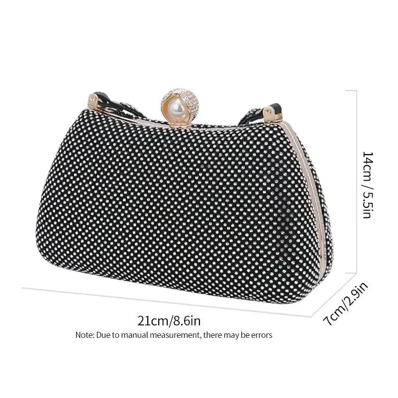 Satchel Metal Double Chain Hand Party Stylish Ladies Luxury Clutch Rhinestone Mesh Evening Clutch Bag