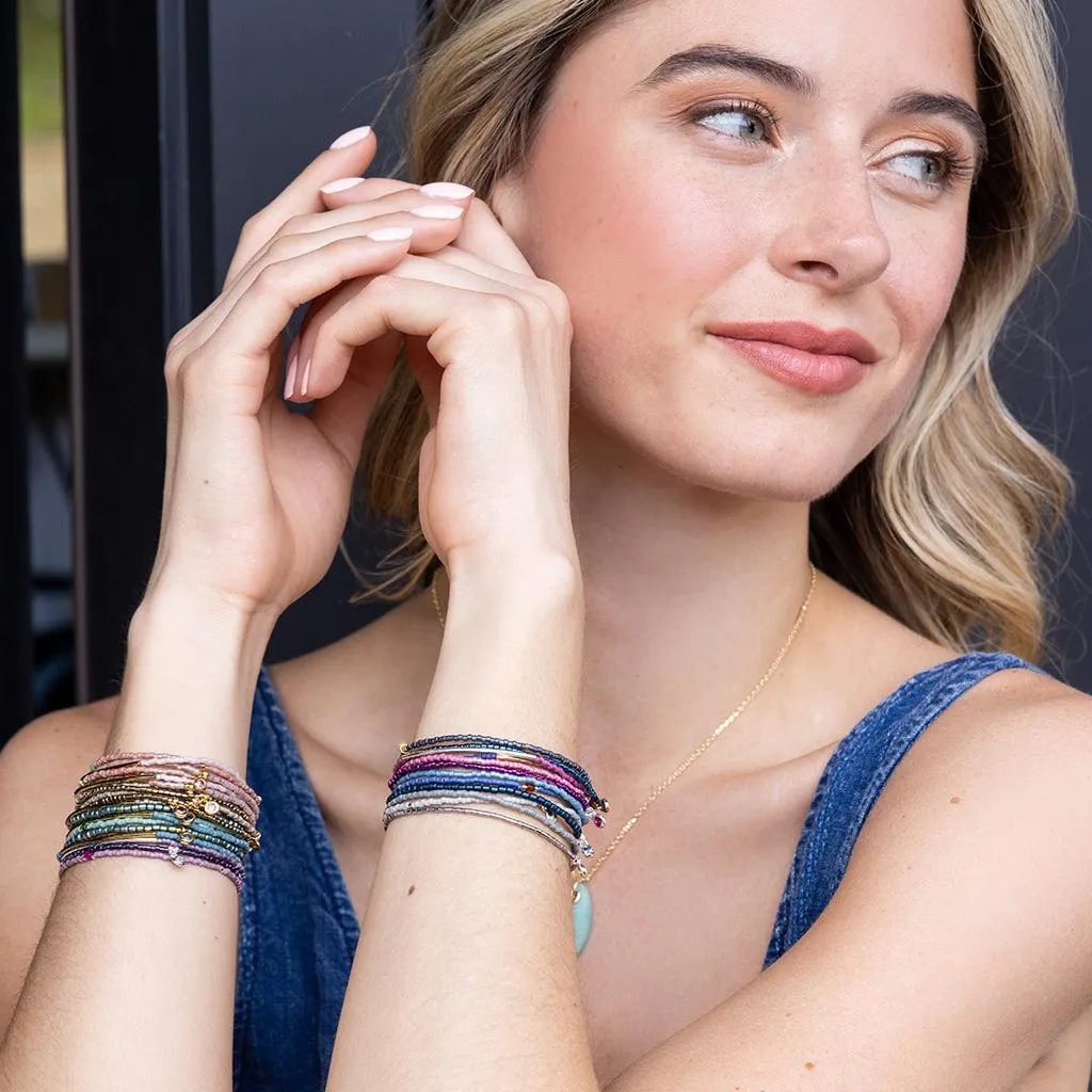 Scout Curated Wears Tonal Chromacolor Miyuki Bracelet Trio - Navy/Gold
