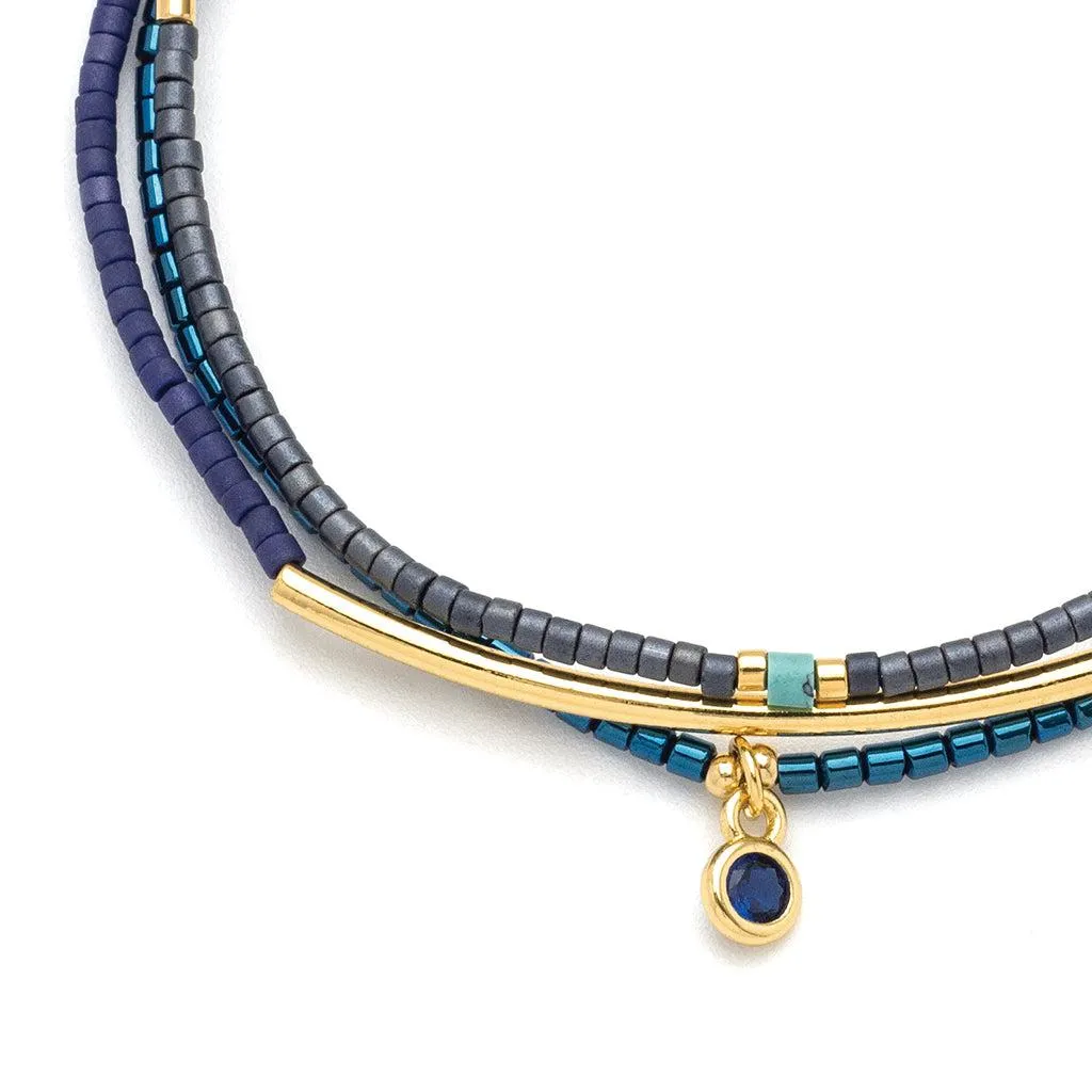 Scout Curated Wears Tonal Chromacolor Miyuki Bracelet Trio - Navy/Gold
