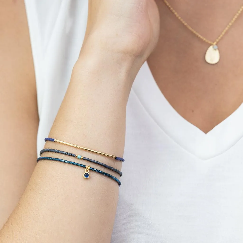 Scout Curated Wears Tonal Chromacolor Miyuki Bracelet Trio - Navy/Gold