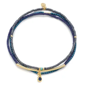 Scout Curated Wears Tonal Chromacolor Miyuki Bracelet Trio - Navy/Gold