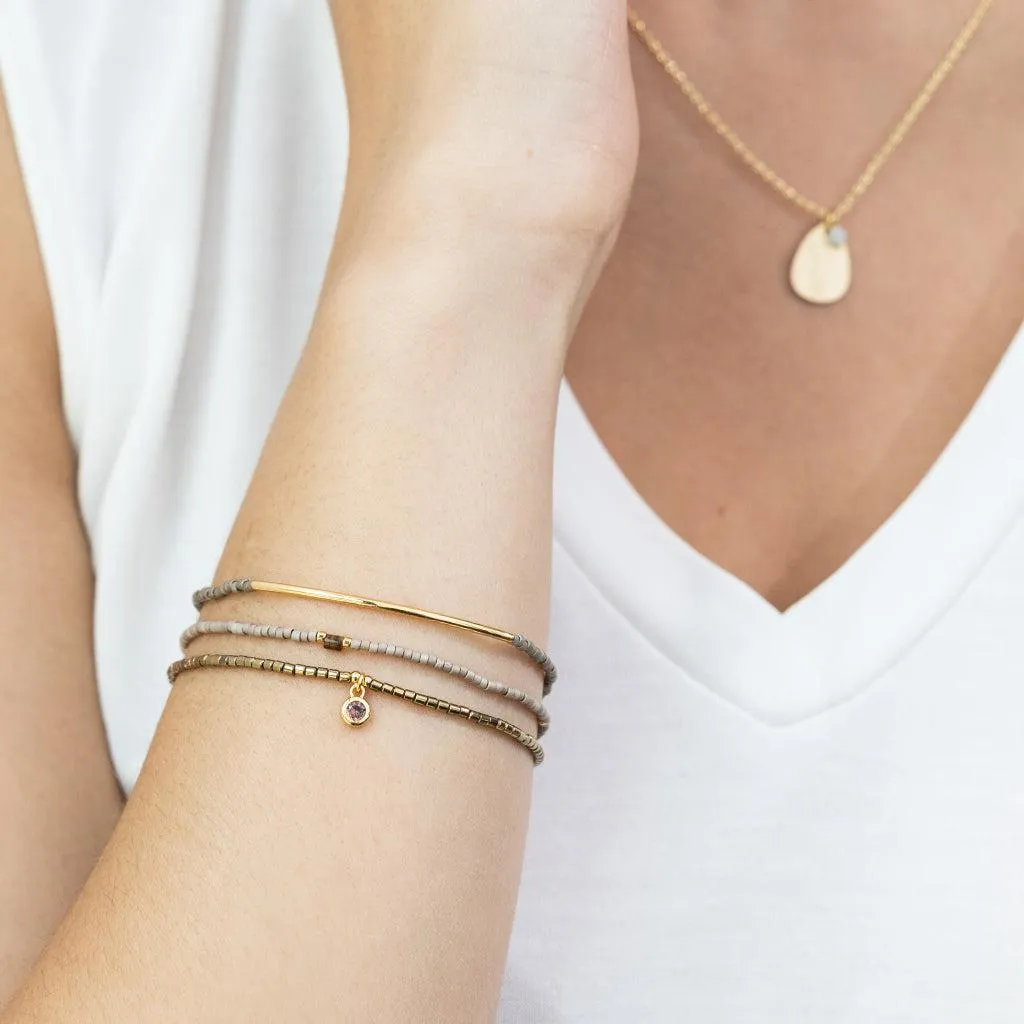 Scout Curated Wears Tonal Chromacolor Miyuki Bracelet Trio - Pewter/Gold