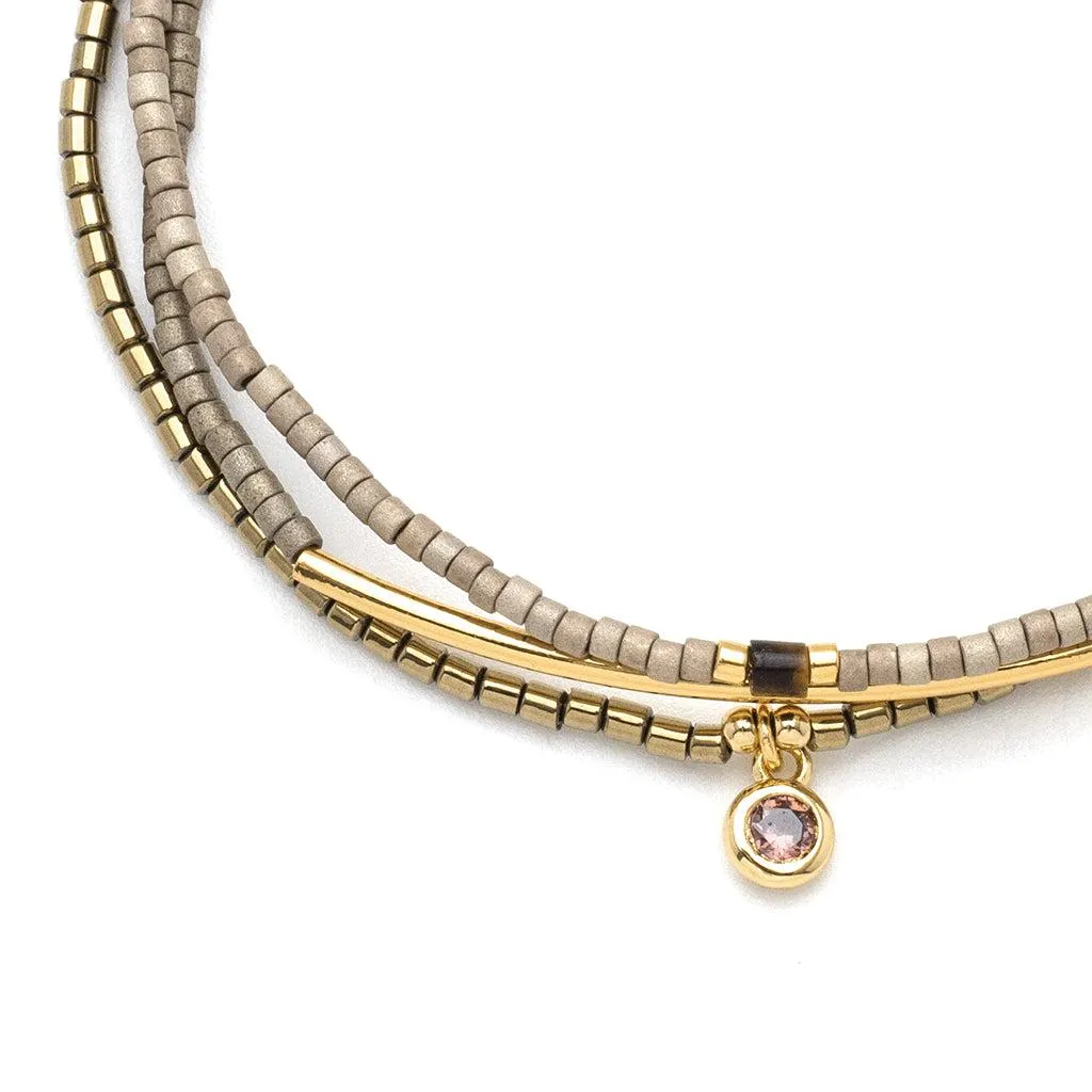 Scout Curated Wears Tonal Chromacolor Miyuki Bracelet Trio - Pewter/Gold