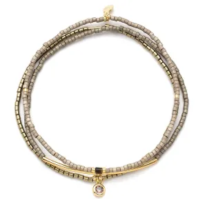 Scout Curated Wears Tonal Chromacolor Miyuki Bracelet Trio - Pewter/Gold