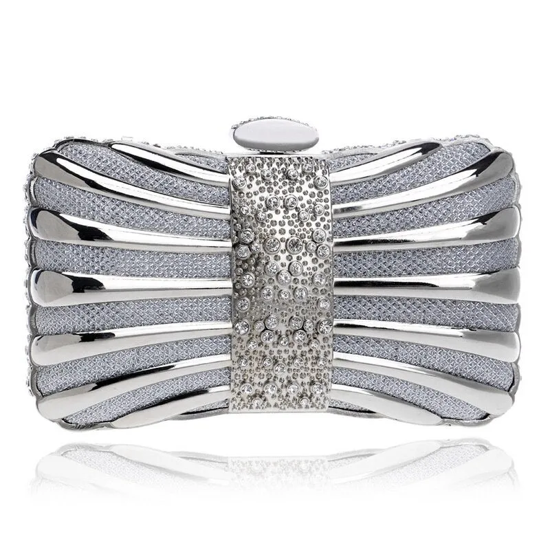 SEKUSA Luxury women evening bags hollow out style diamonds metal clutch purse wedding bridal small handbags for party bags
