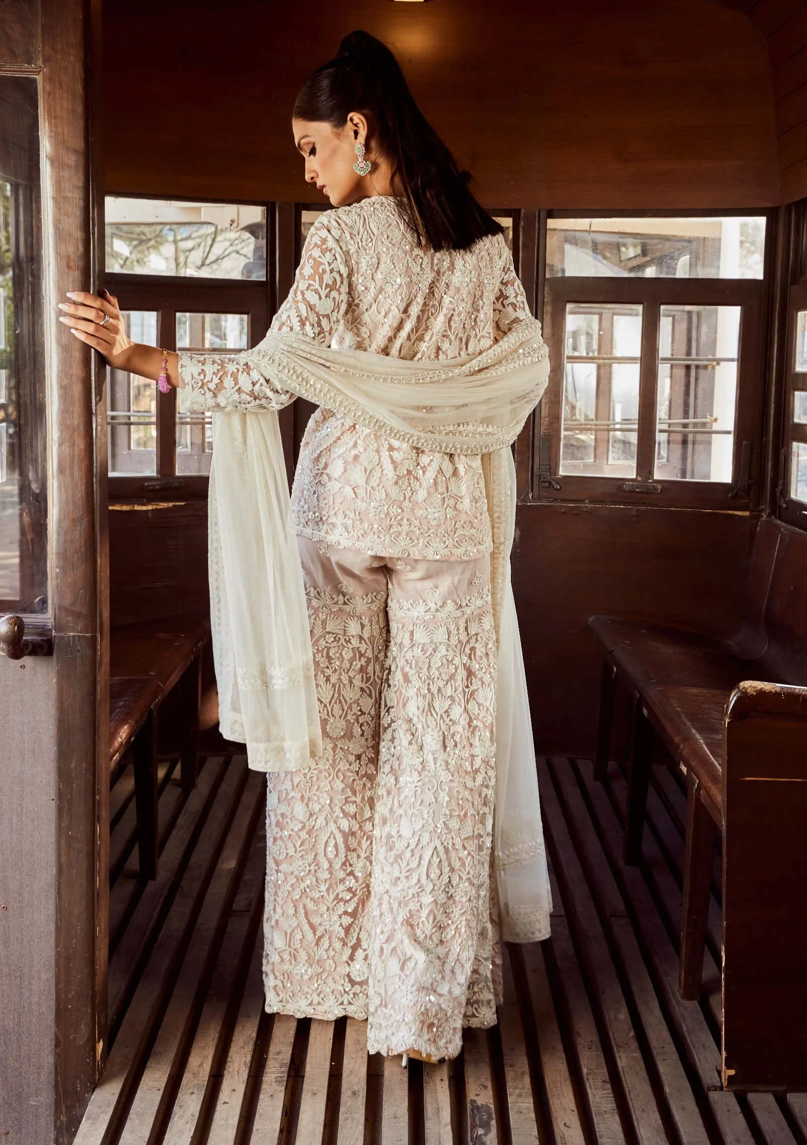 Seraphic charm ice pink sharara set