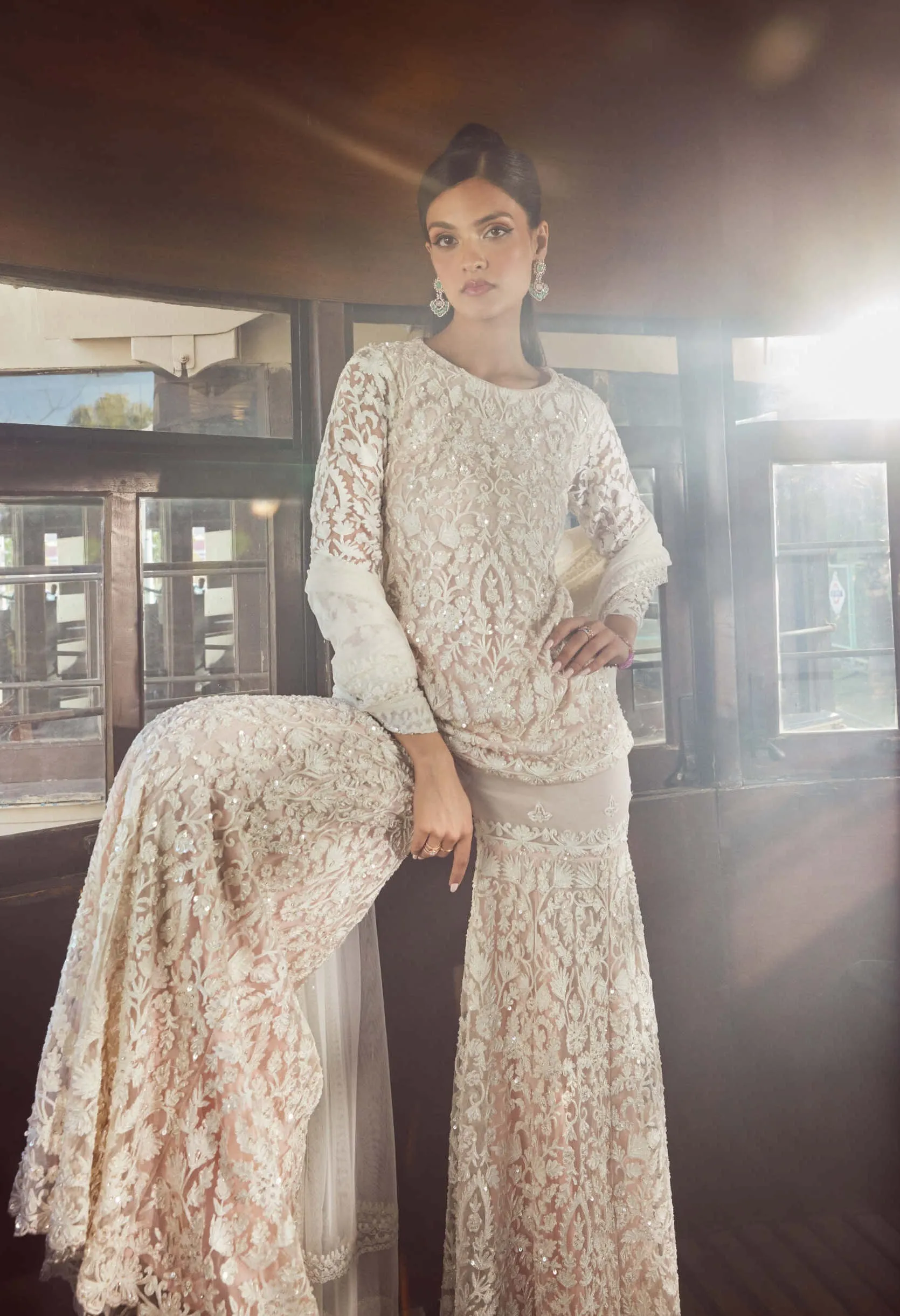 Seraphic charm ice pink sharara set