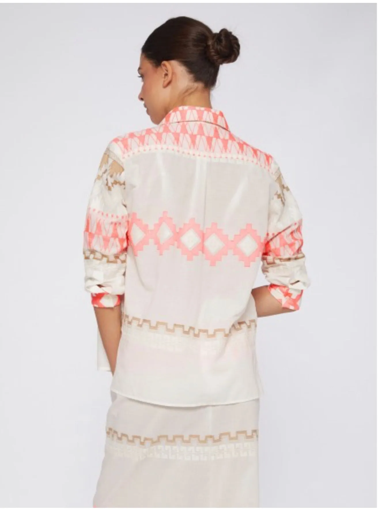 SHIRT SARA PINK CAMEL EMB VOILE