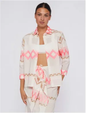 SHIRT SARA PINK CAMEL EMB VOILE