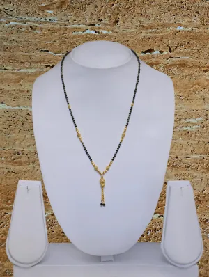 Short Mangalsutra Designs Gold Plated Latest Black Bead Golden Mani Latkan 18 Inches Mangalsutra