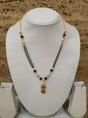 Short Mangalsutra Designs Gold Plated Latest White Black Pearl Mangalsutra