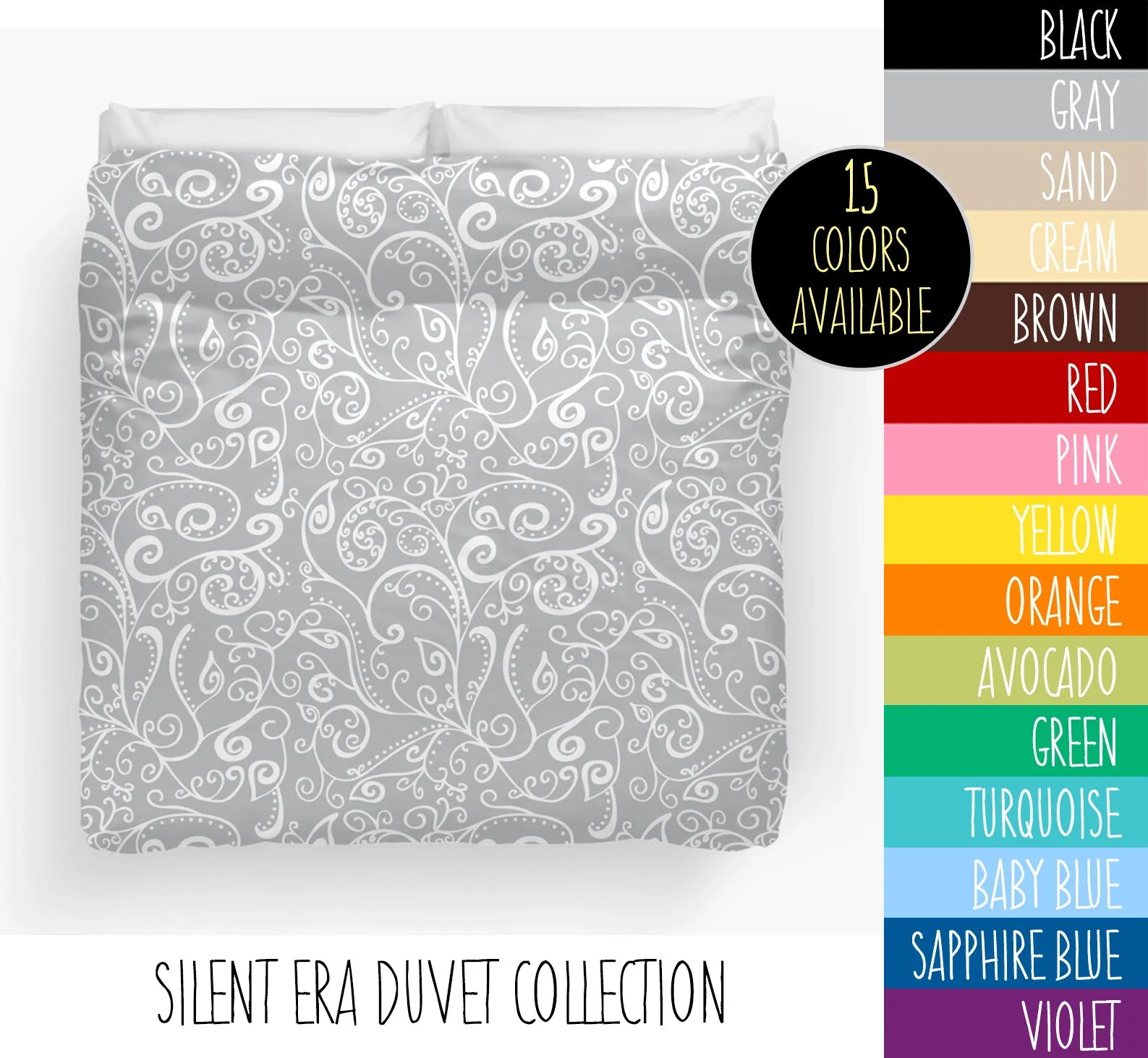 Silent Era, Black Duvet Cover