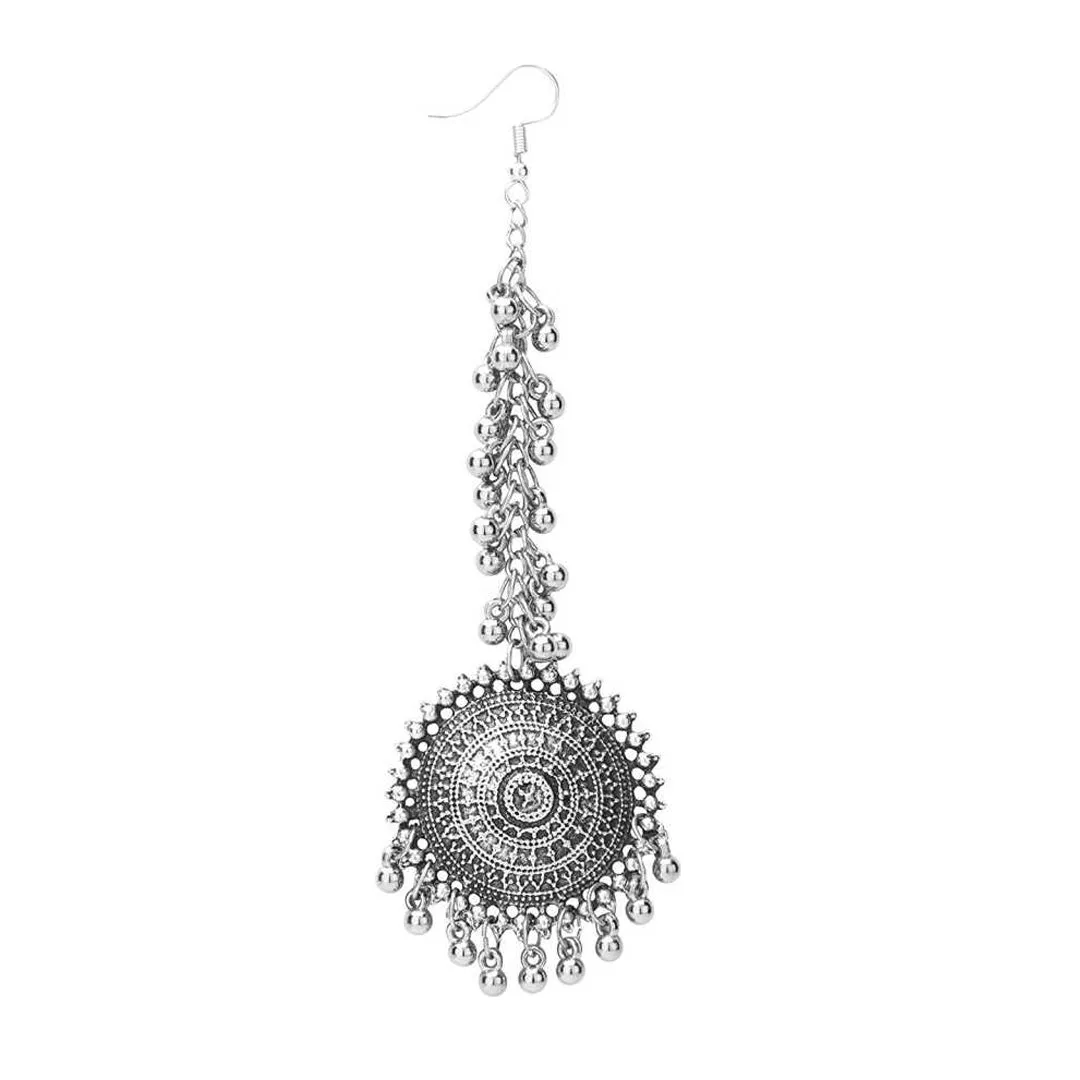 Silver Bahubali Chain Jhumka With Maang Tikka