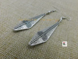 Silver Earrings Tribal Ethnic Long Jewelry Dangle Handmade Women
