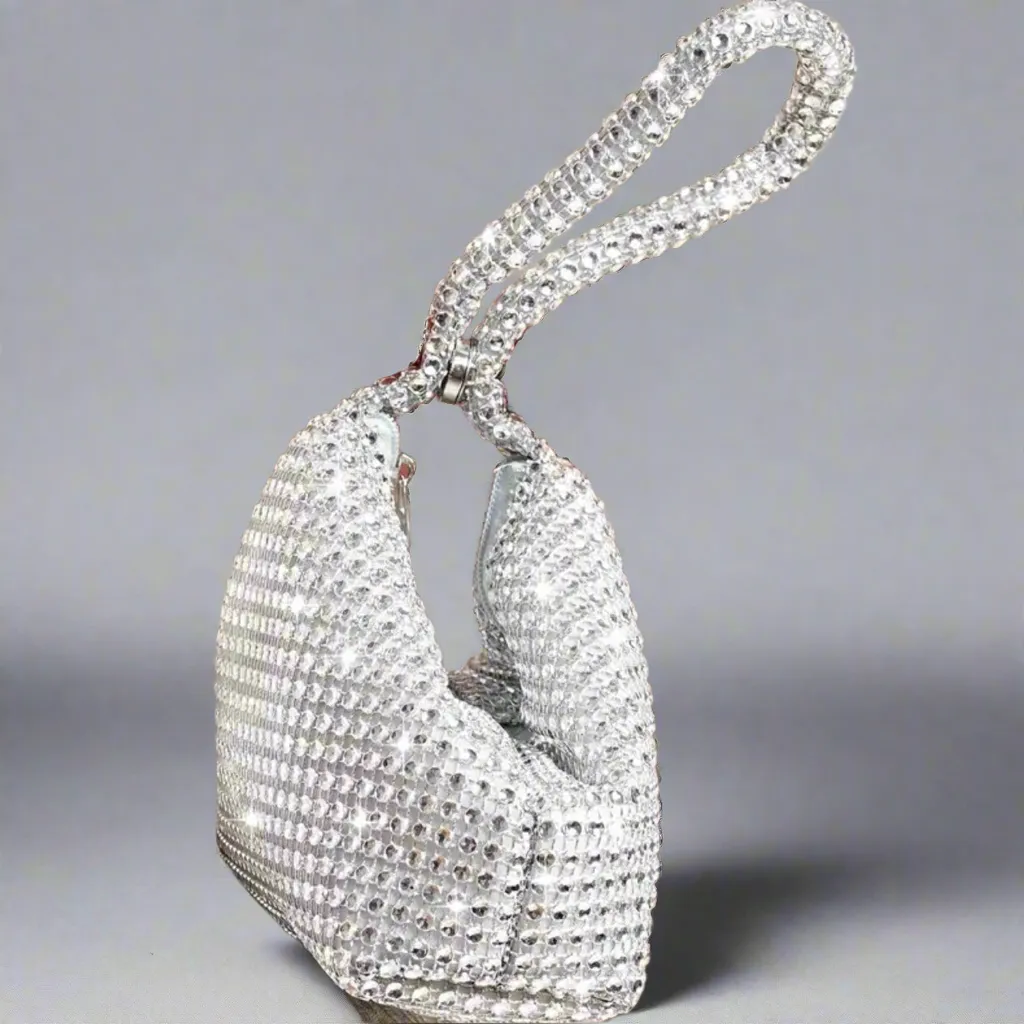 Silver Rhinestone Evening Bag