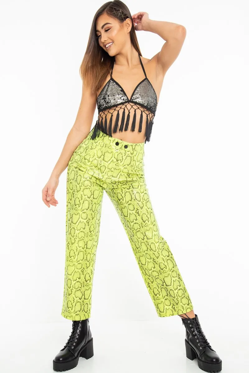 Silver Sequin Tassel Hem Bralet - Hatti