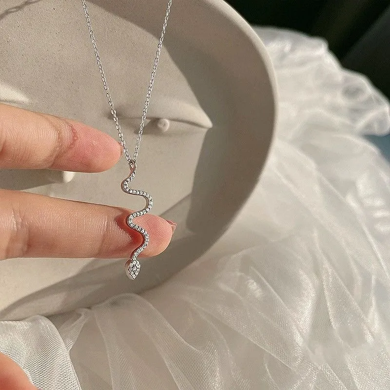 Silver Snake Chain Pendant Necklace