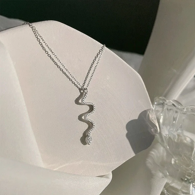 Silver Snake Chain Pendant Necklace