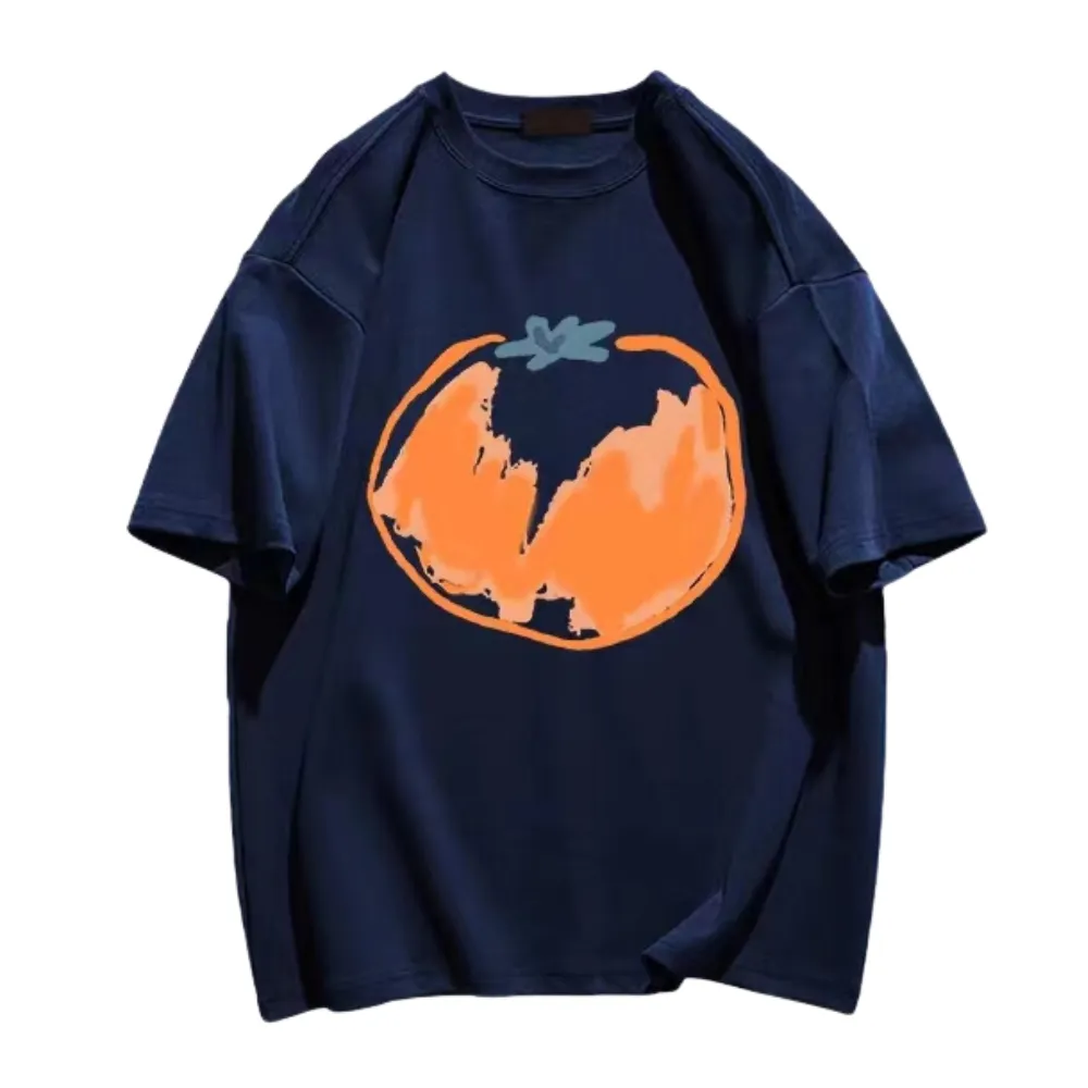 Simple Graffiti Tangerine Print T-shirt