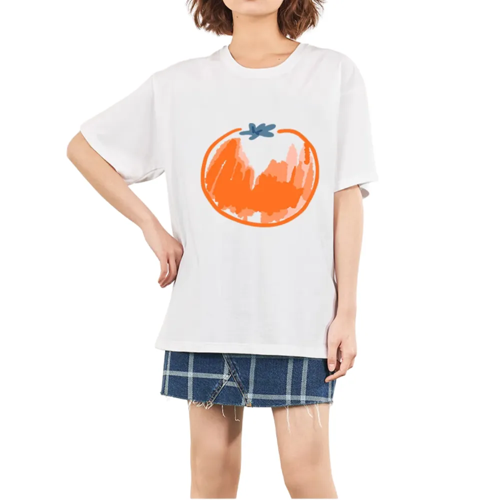 Simple Graffiti Tangerine Print T-shirt