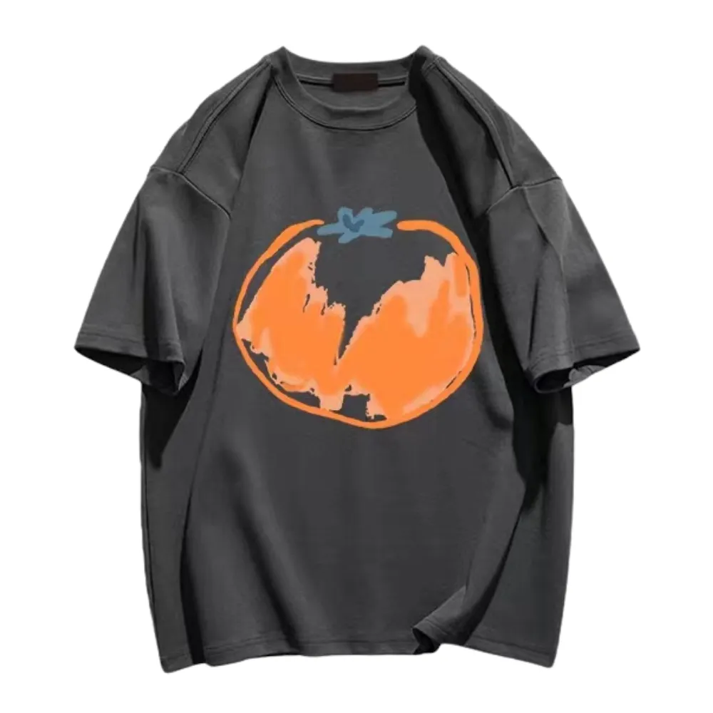 Simple Graffiti Tangerine Print T-shirt
