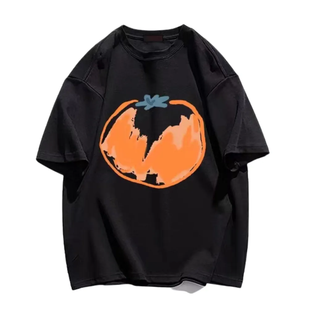 Simple Graffiti Tangerine Print T-shirt