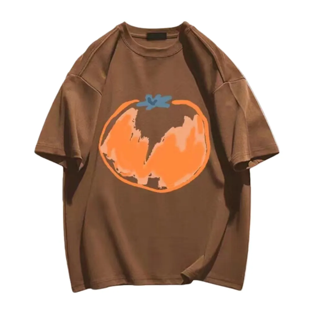 Simple Graffiti Tangerine Print T-shirt
