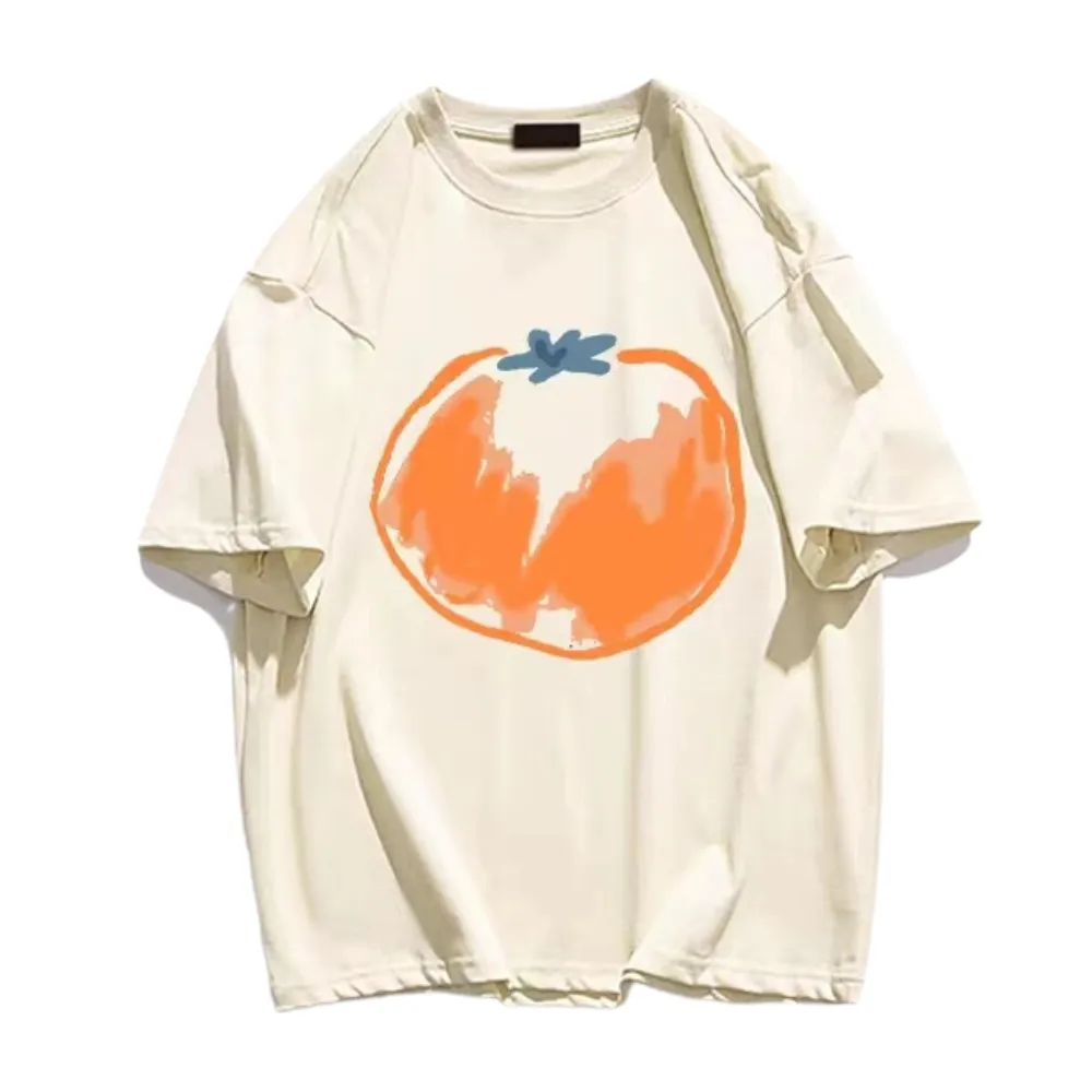 Simple Graffiti Tangerine Print T-shirt