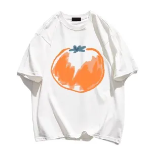 Simple Graffiti Tangerine Print T-shirt