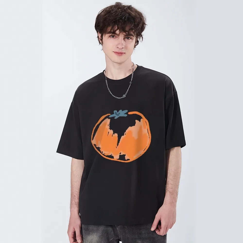 Simple Graffiti Tangerine Print T-shirt