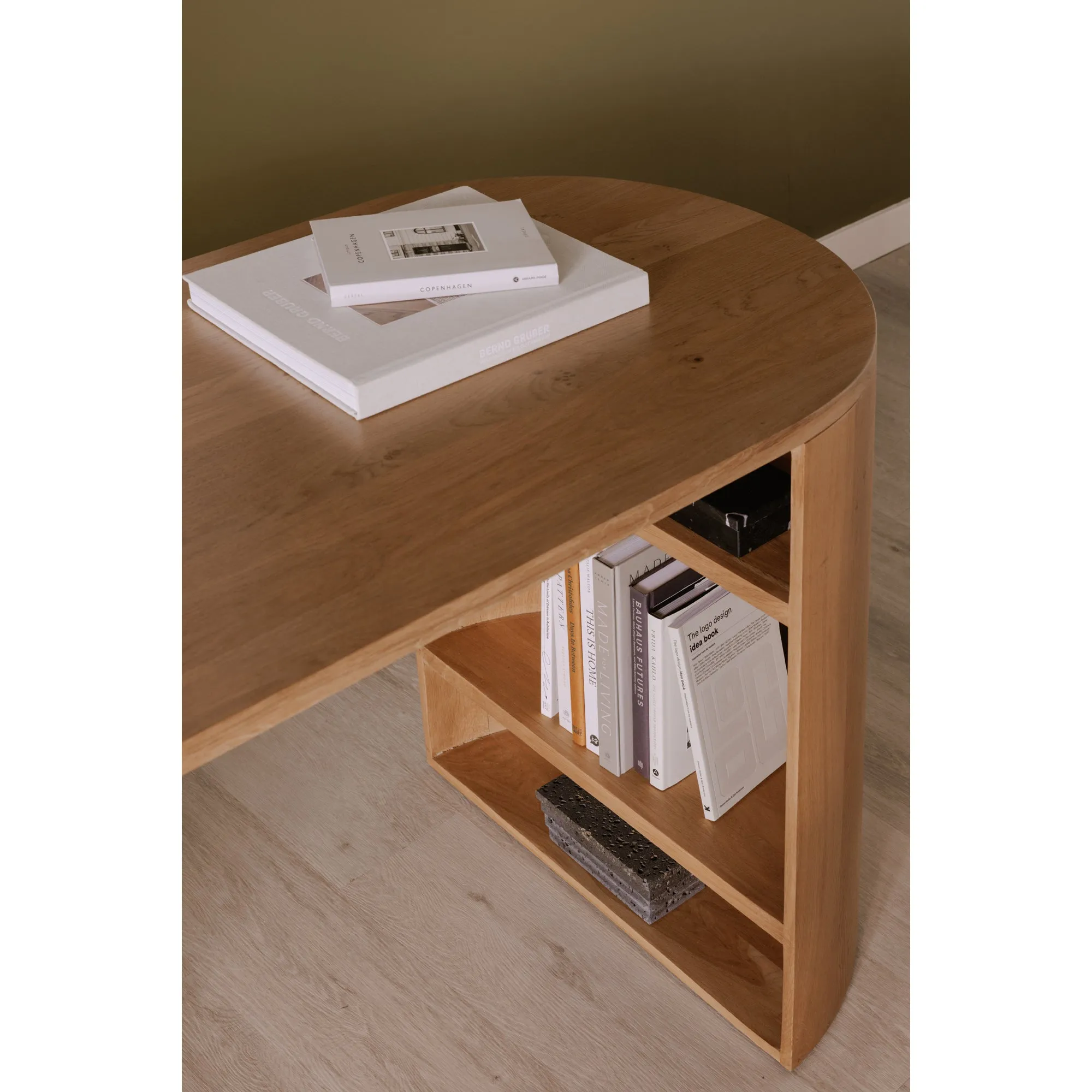 Sleek Contour Oak Workstation