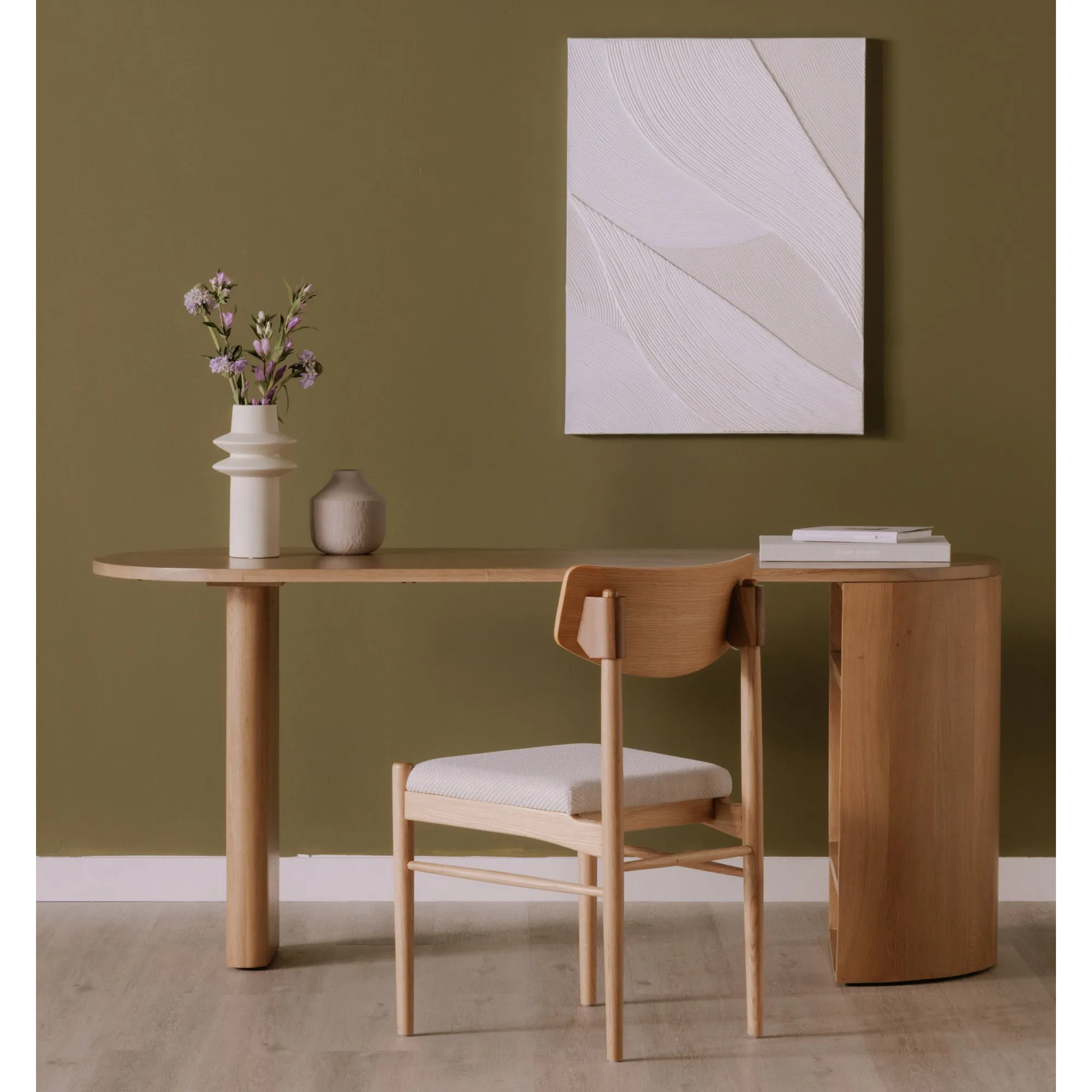 Sleek Contour Oak Workstation