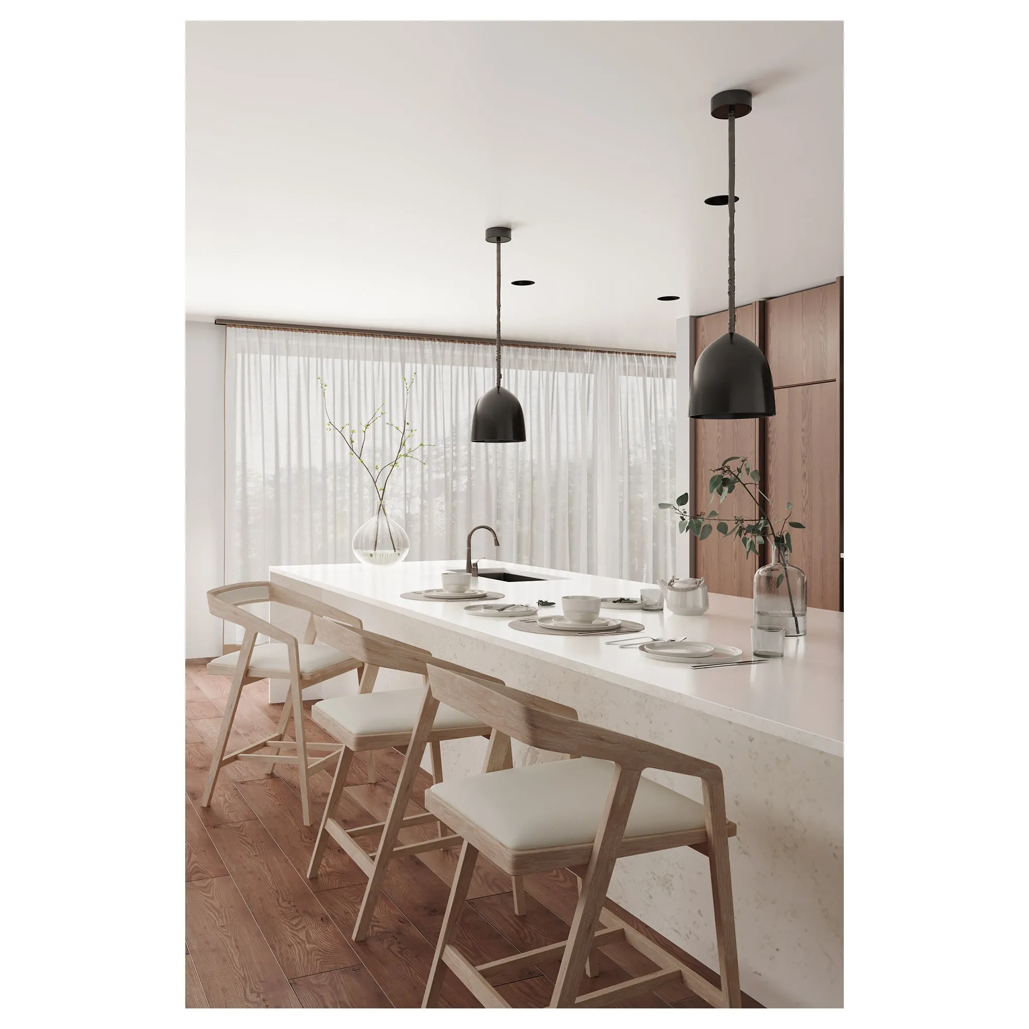 Sleek Mid-Century Counter Stool - Modern Comfort in a Minimalist Design