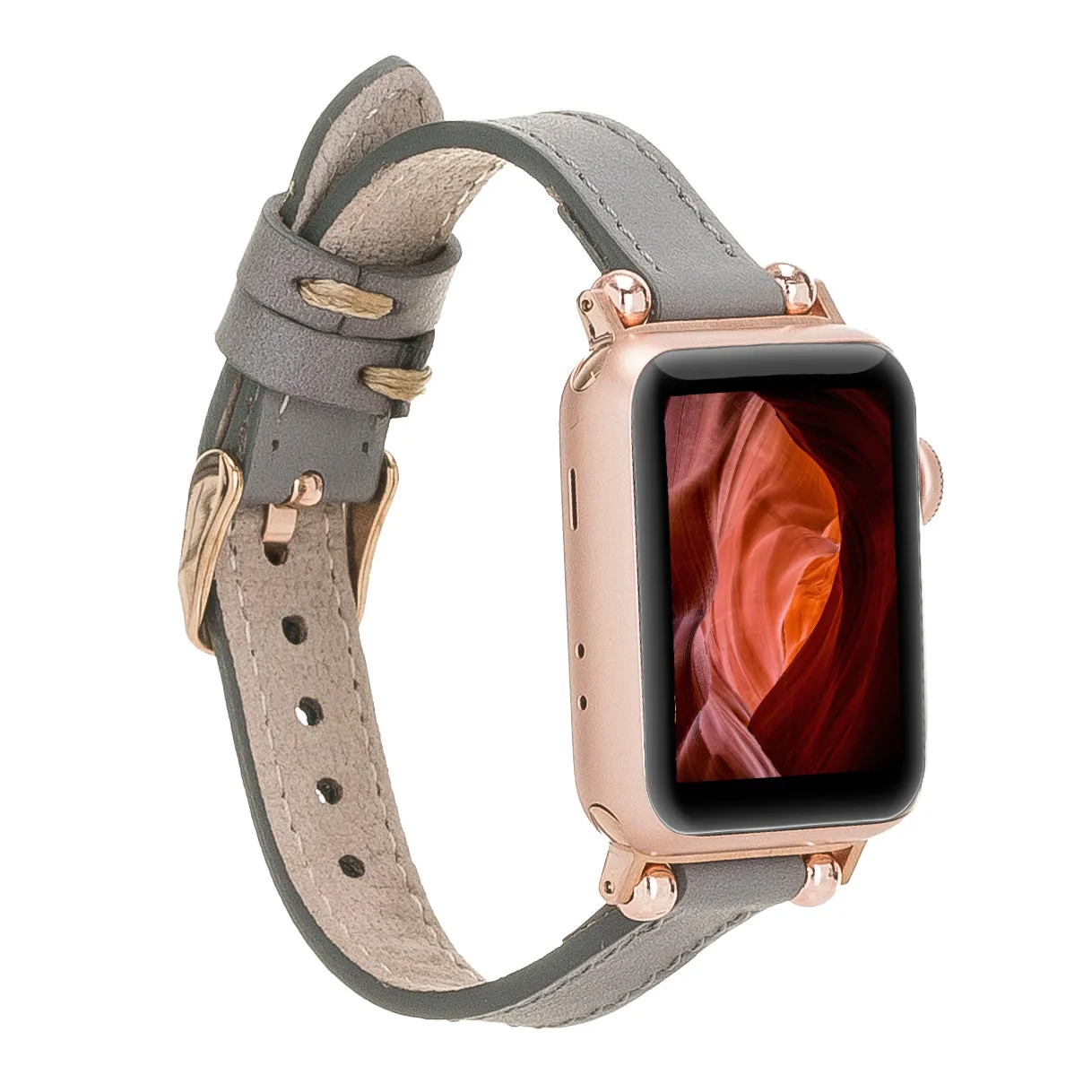 Slim Leather Fitbit Versa Watch Band with Trok