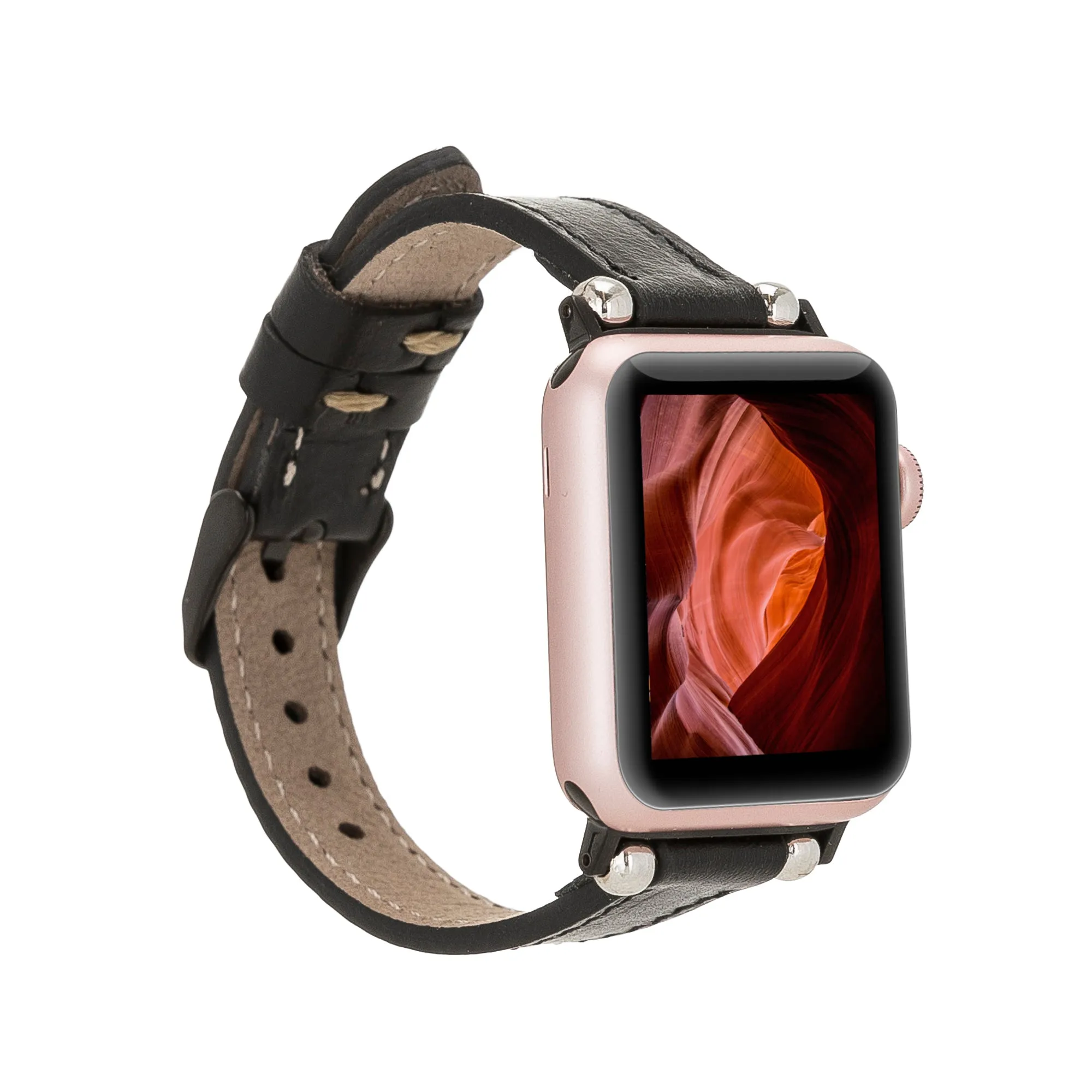 Slim Leather Fitbit Versa Watch Band with Trok