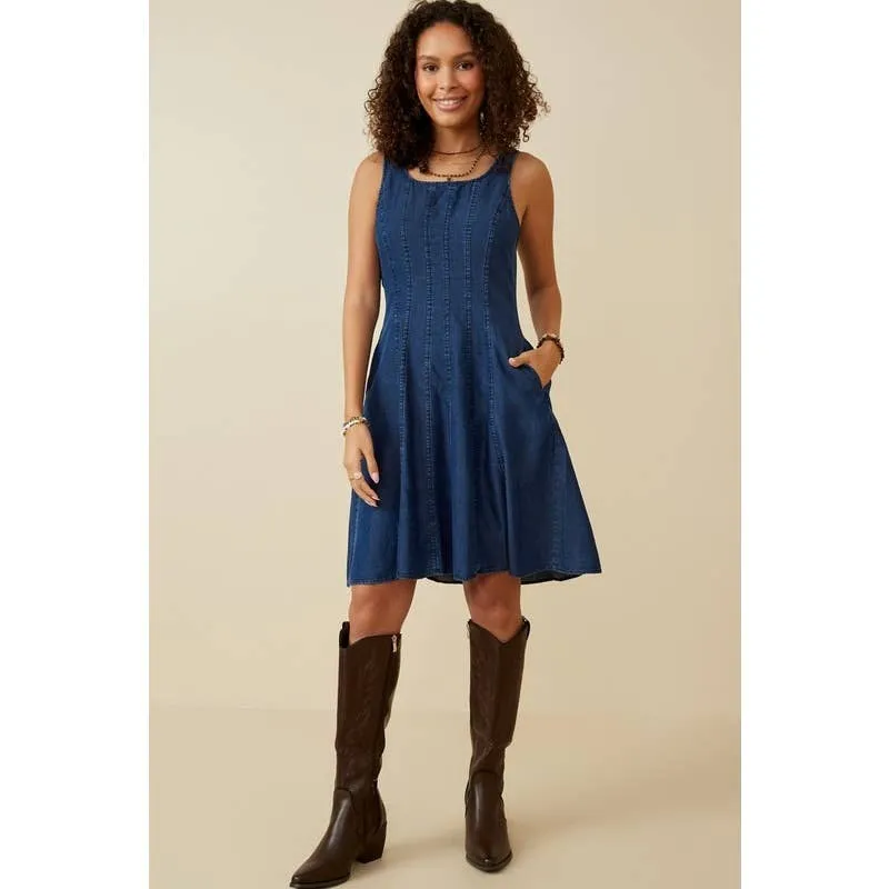 Smocked And Stitch Detail Dress