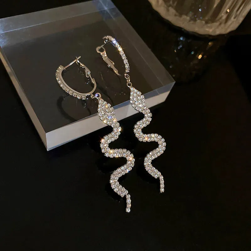 Snake Charm Tassel Earrings
