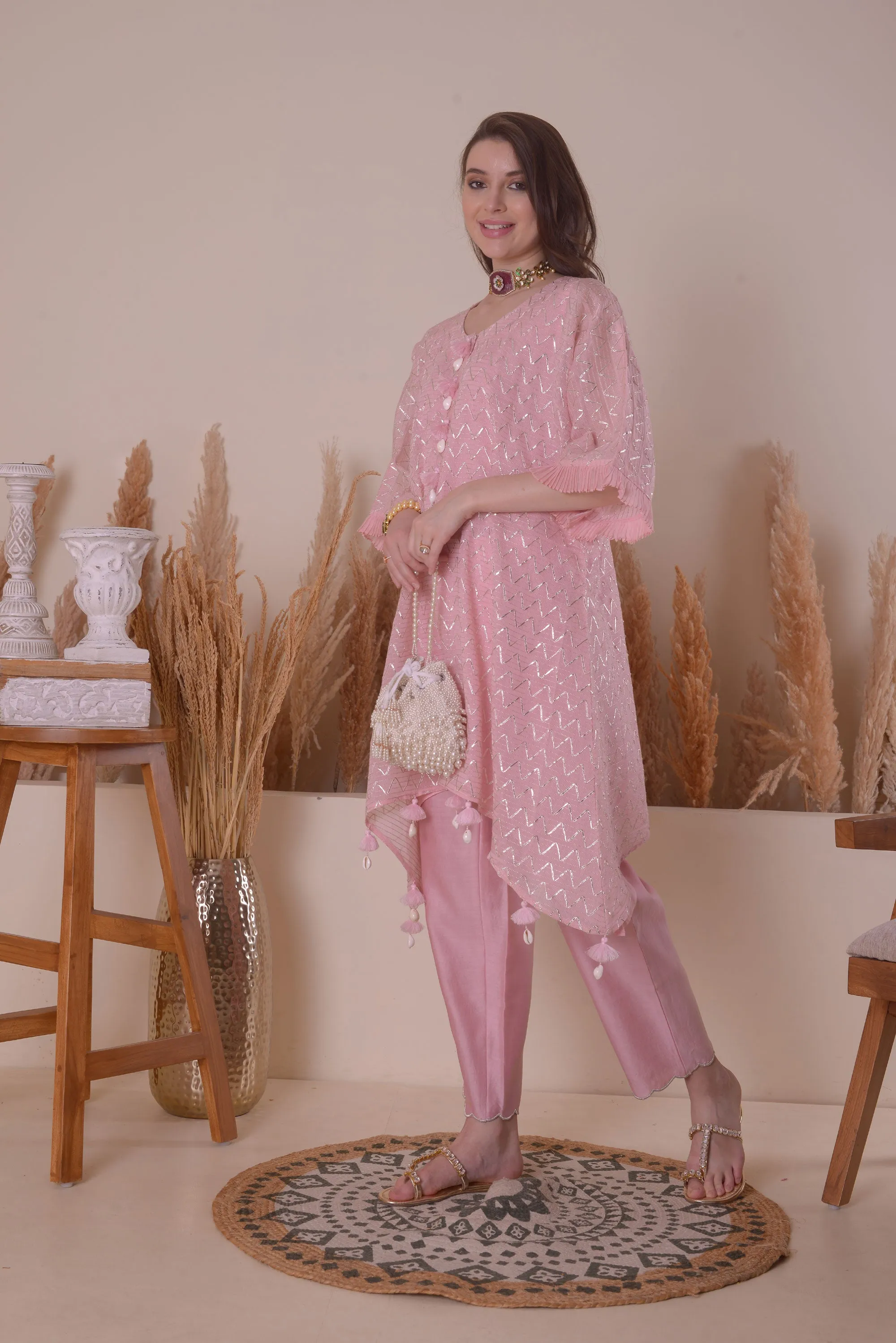 SOFT PINK SERINITY KIMONO Set With Pants