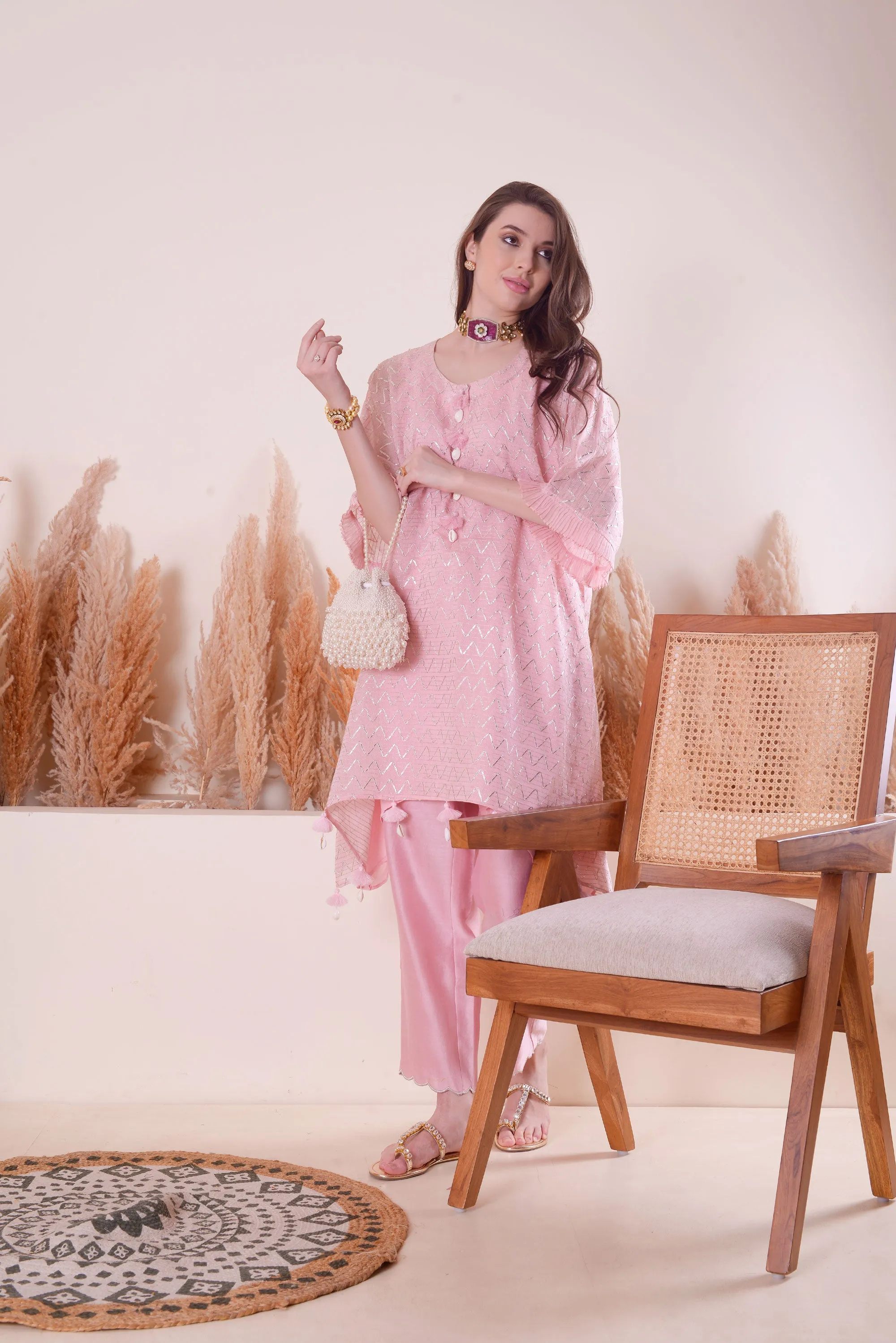SOFT PINK SERINITY KIMONO Set With Pants