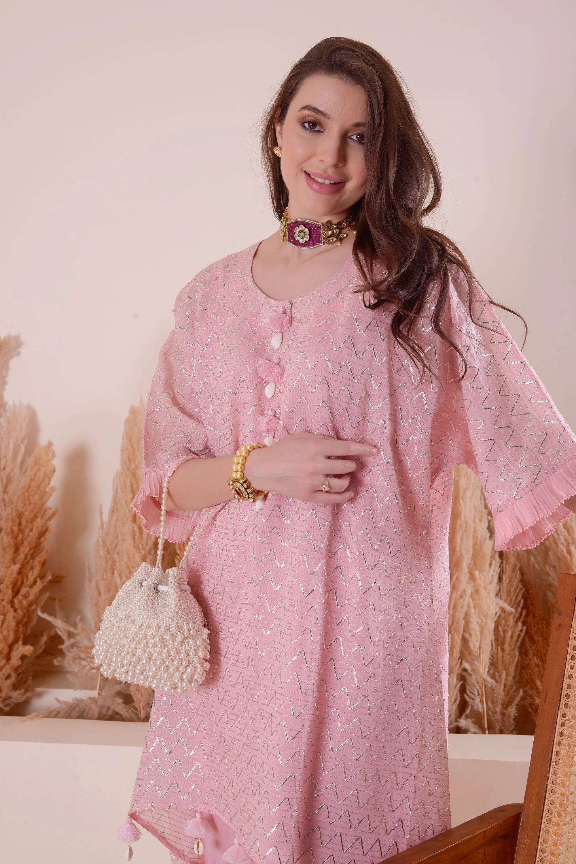 SOFT PINK SERINITY KIMONO Set With Pants