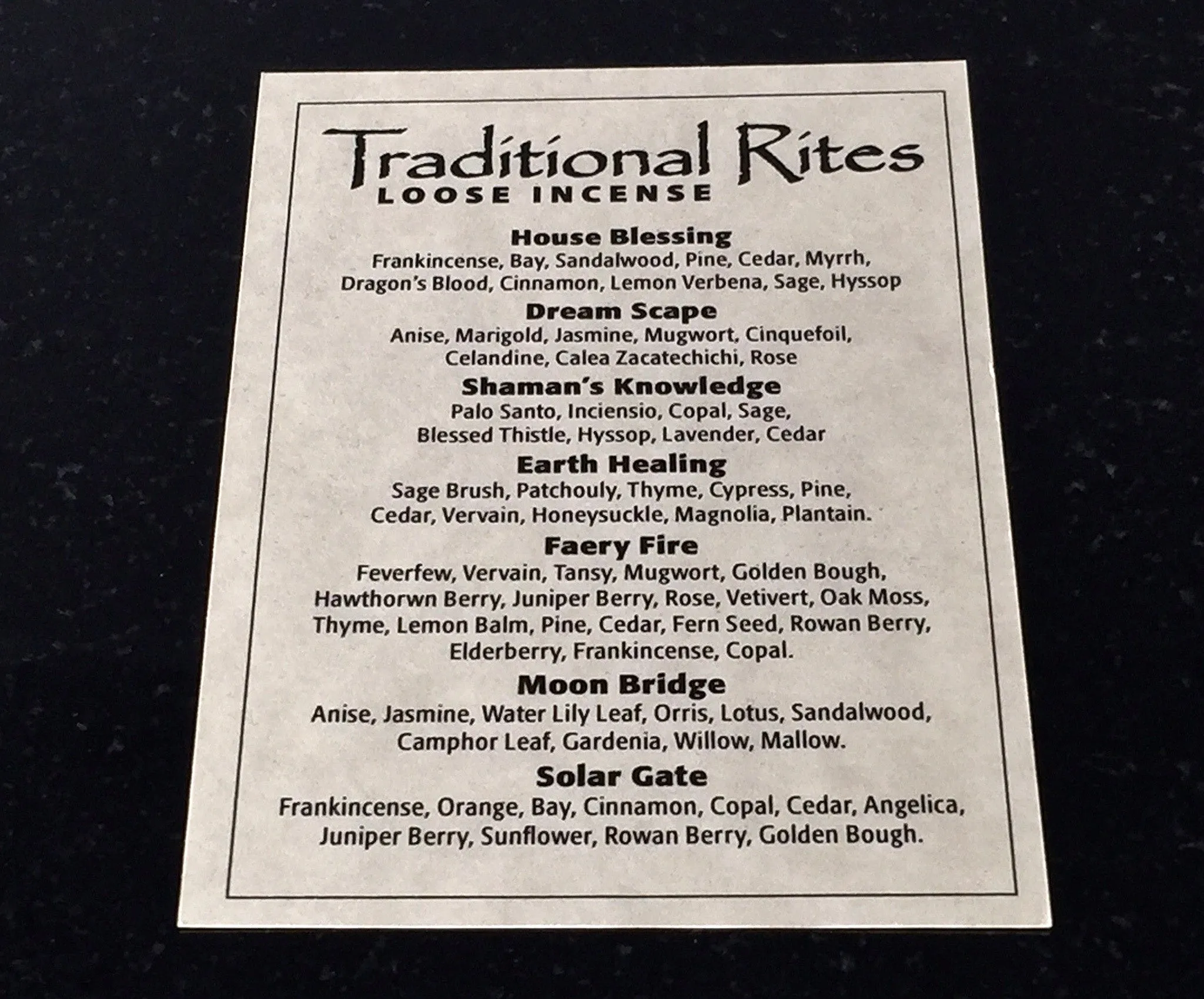 Solar Gate Traditional Rites Loose Incense Kit