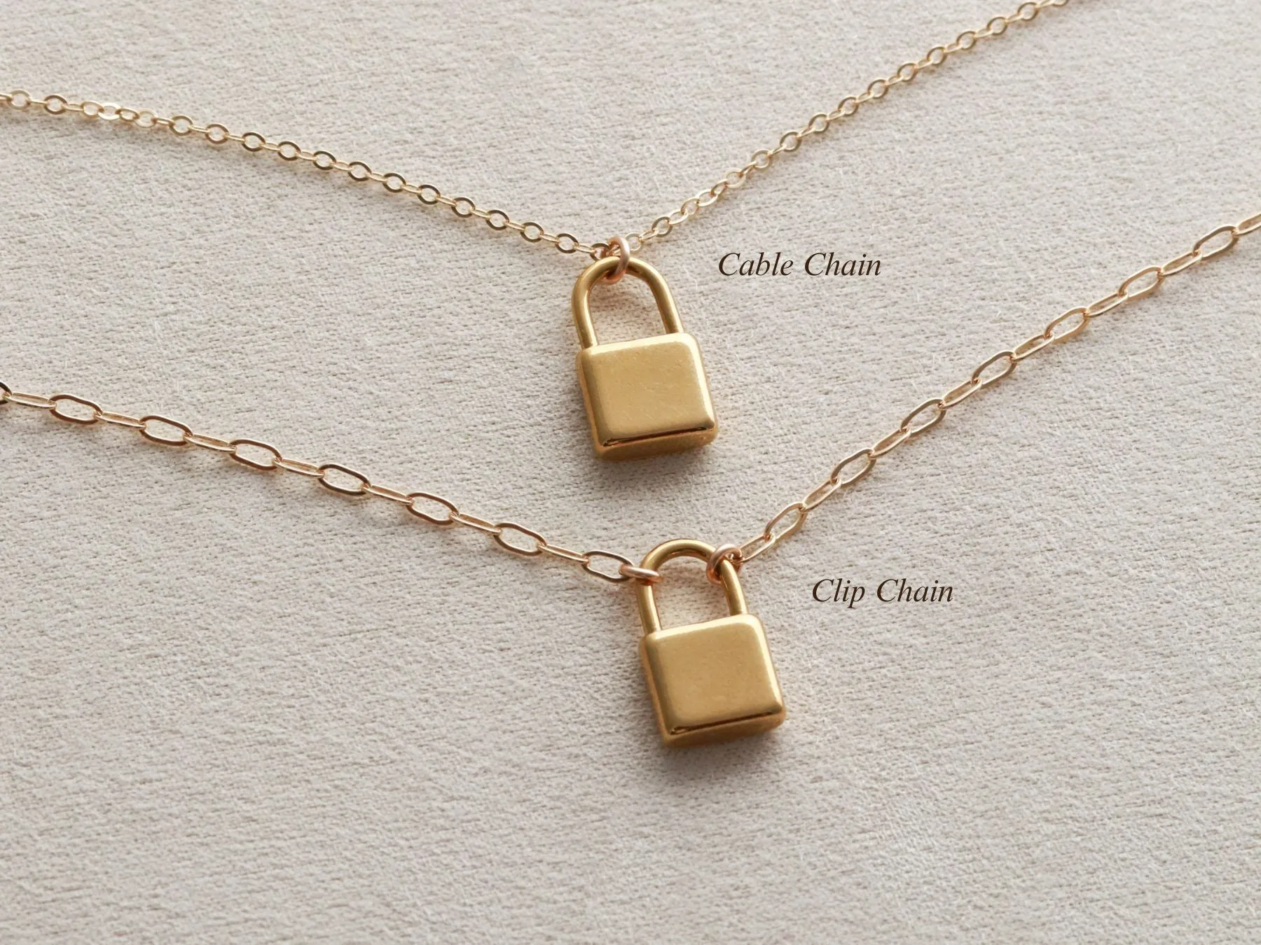 Solid Square Padlock Necklace