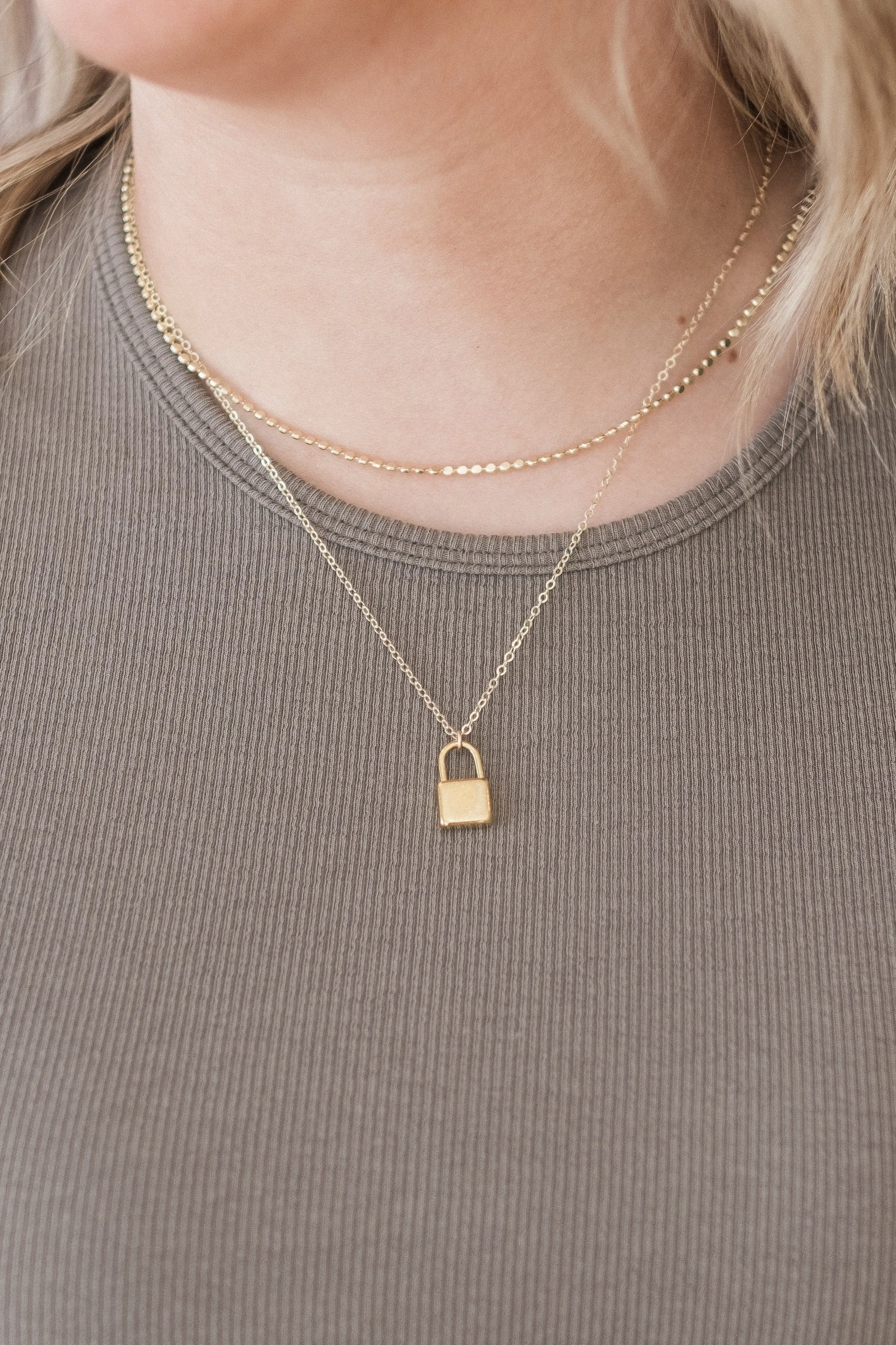 Solid Square Padlock Necklace