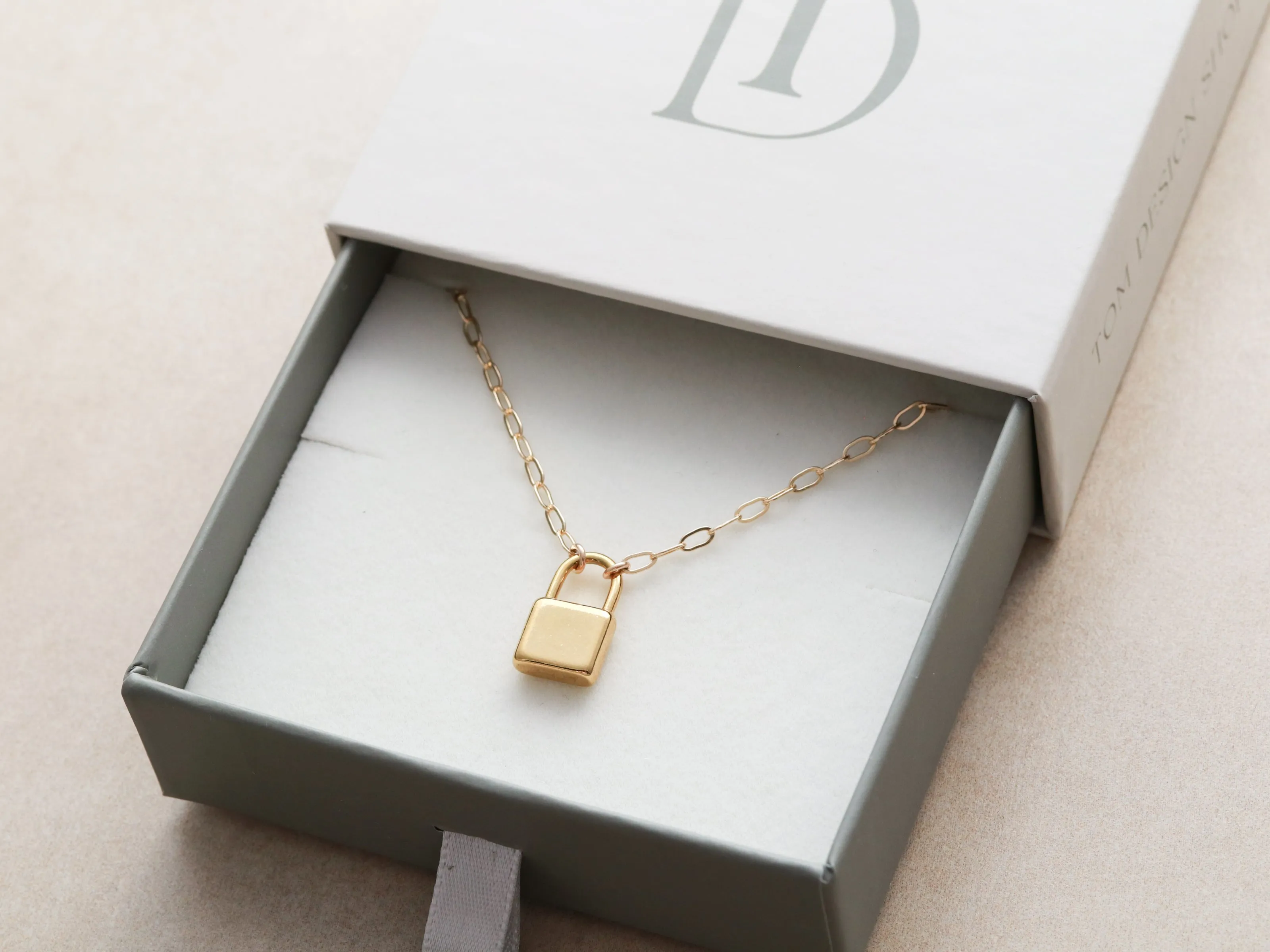 Solid Square Padlock Necklace