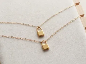 Solid Square Padlock Necklace
