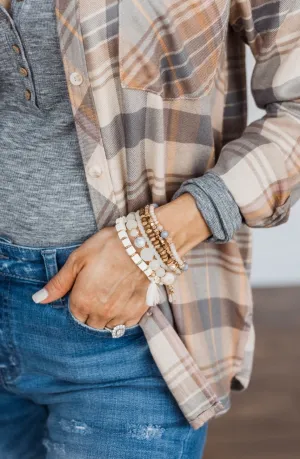 Something Sweet Stackable Bracelet Set- Cream & Gold