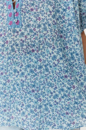 Spell Love Jetty Short Sleeve Blouse Blue Nirvana