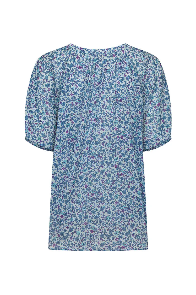 Spell Love Jetty Short Sleeve Blouse Blue Nirvana