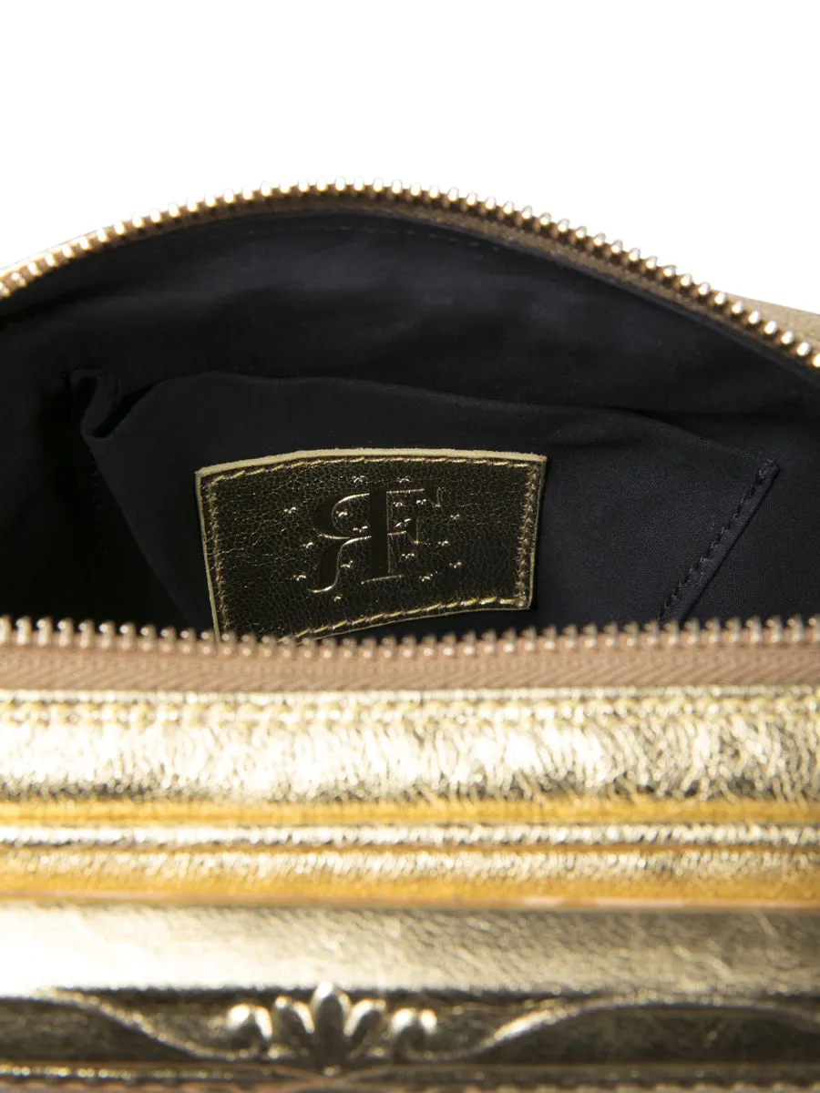 Starry Night Framed Gold Leather Bag
