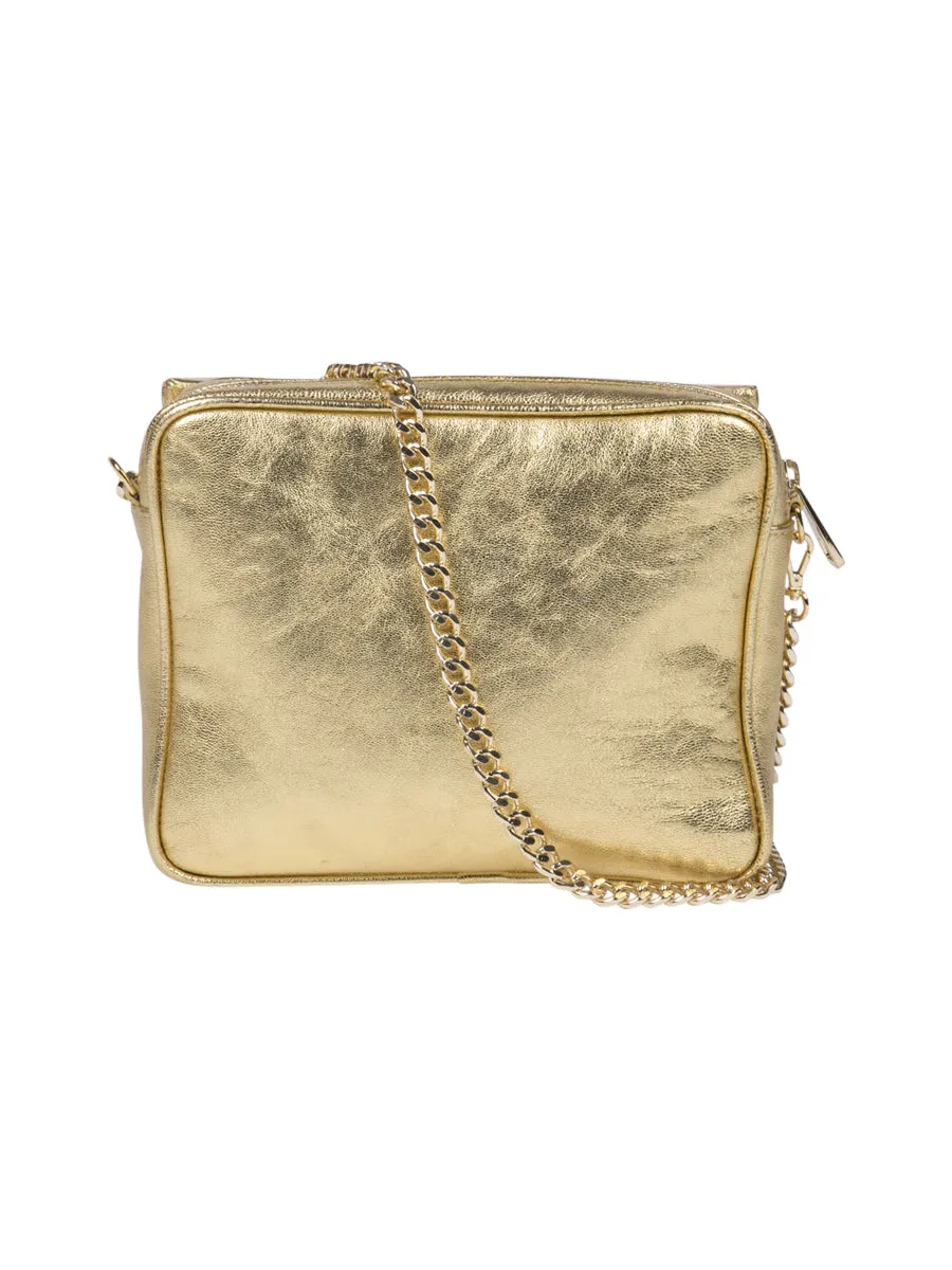 Starry Night Framed Gold Leather Bag